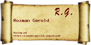 Rozman Gerold névjegykártya